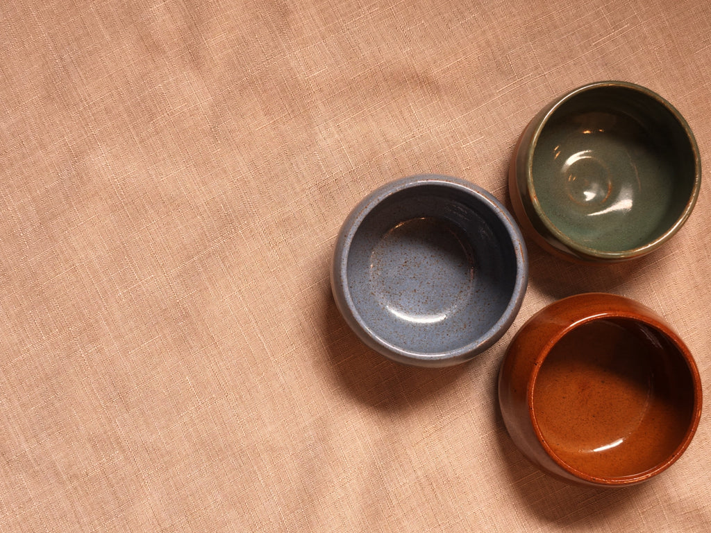 VanWest Studios espresso cups in mixed glazes