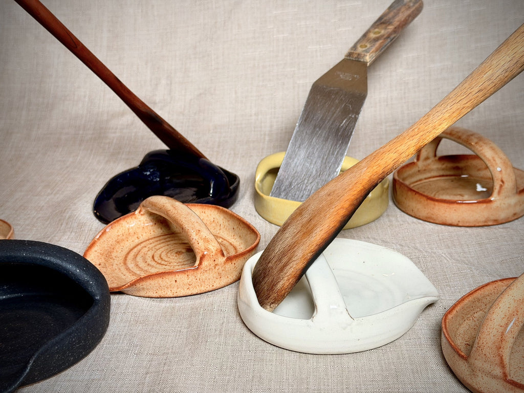 Handmade spoon rest with wooden spoon